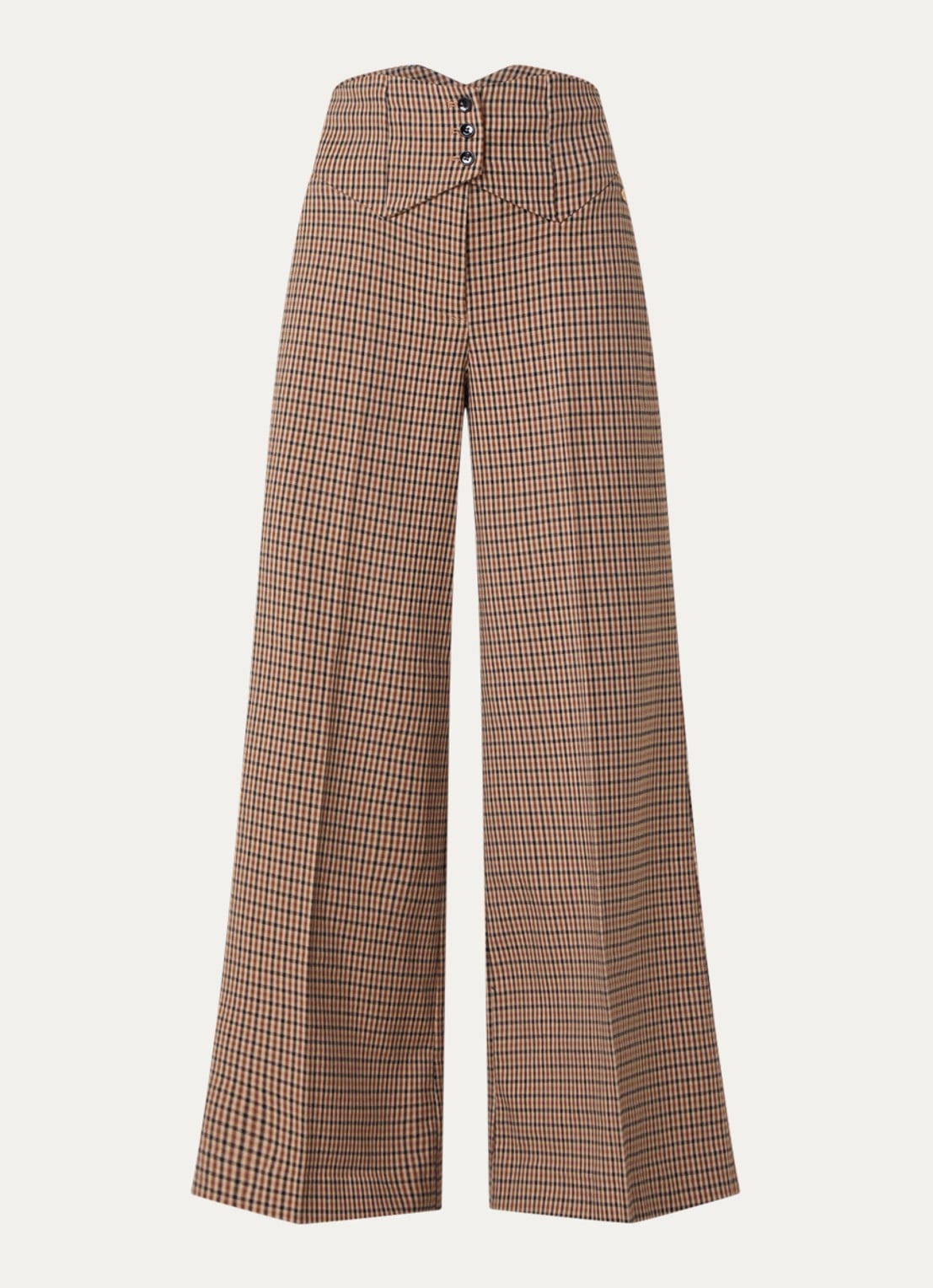 JOSH V Petra high waist wide fit pantalon met steekzakken - voorkant 3 bruin