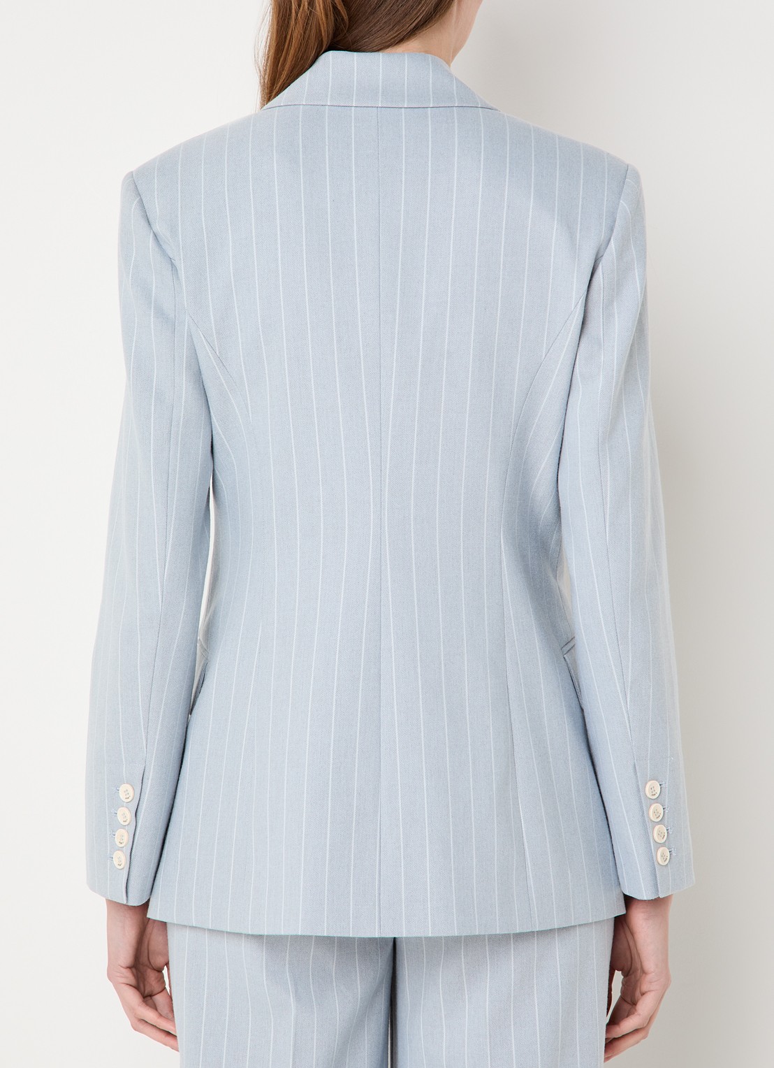 JOSH V Pleun double-breasted blazer met streepprint - achterkant 4 lichtblauw