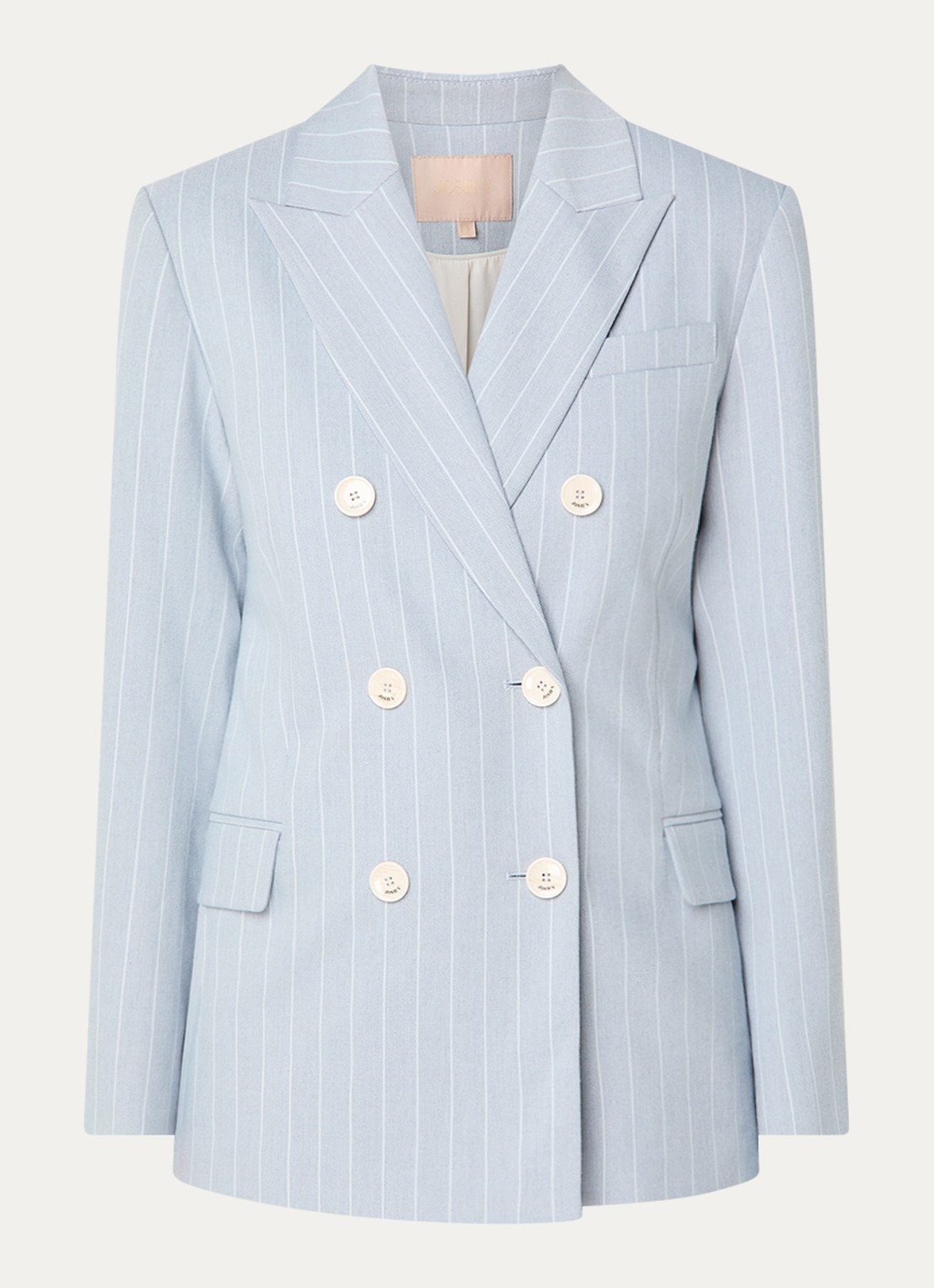 JOSH V Pleun double-breasted blazer met streepprint - voorkant lichtblauw