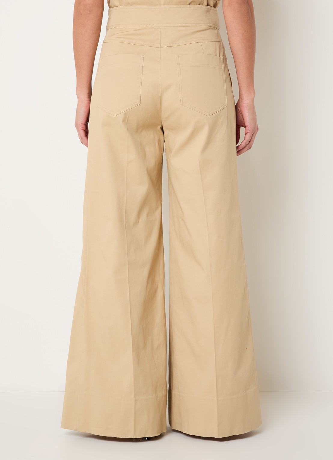 JOSH V Regina high waist wide fit palazzobroek met steekzakken - achterkant 2 camel