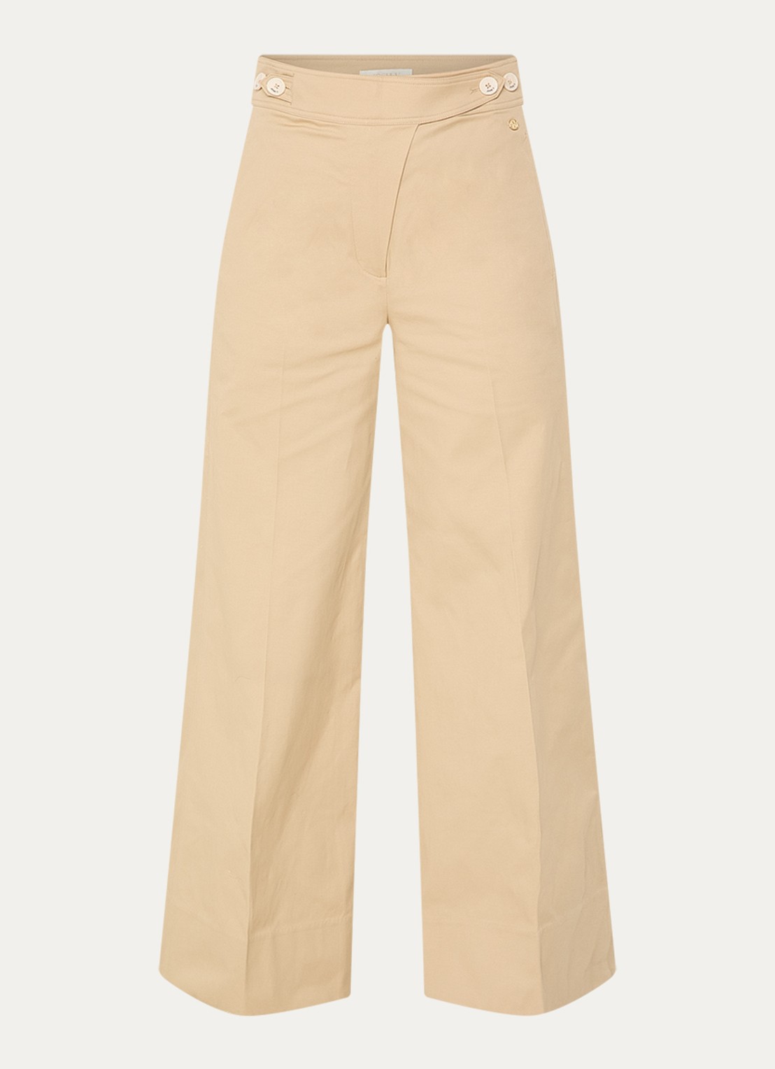 JOSH V Regina high waist wide fit palazzobroek met steekzakken - voorkant 3 camel