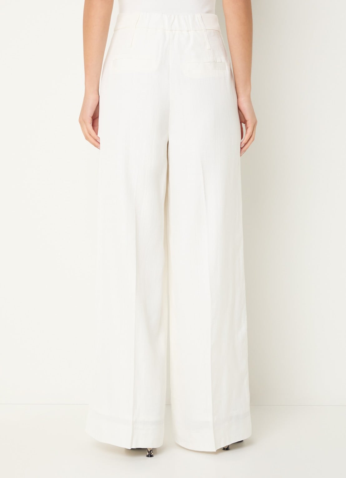 JOSH V Rhys high waist wide fit pantalon met steekzakken - achterkant 2 gebroken wit