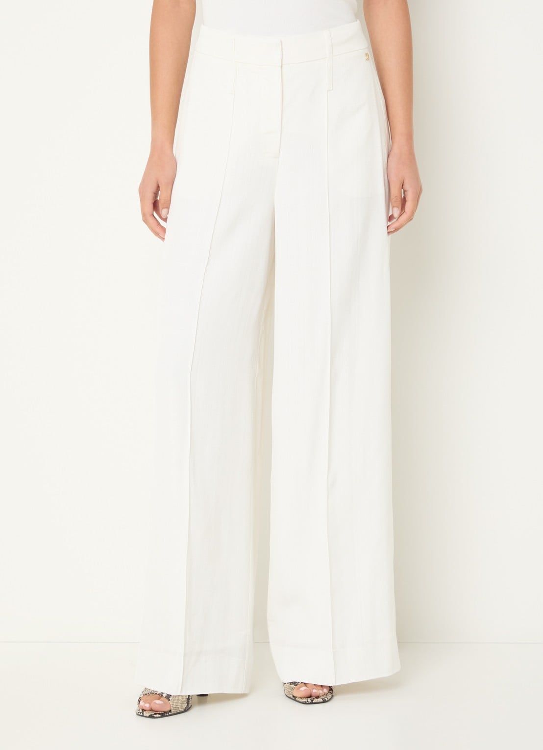JOSH V Rhys high waist wide fit pantalon met steekzakken - detail gebroken wit