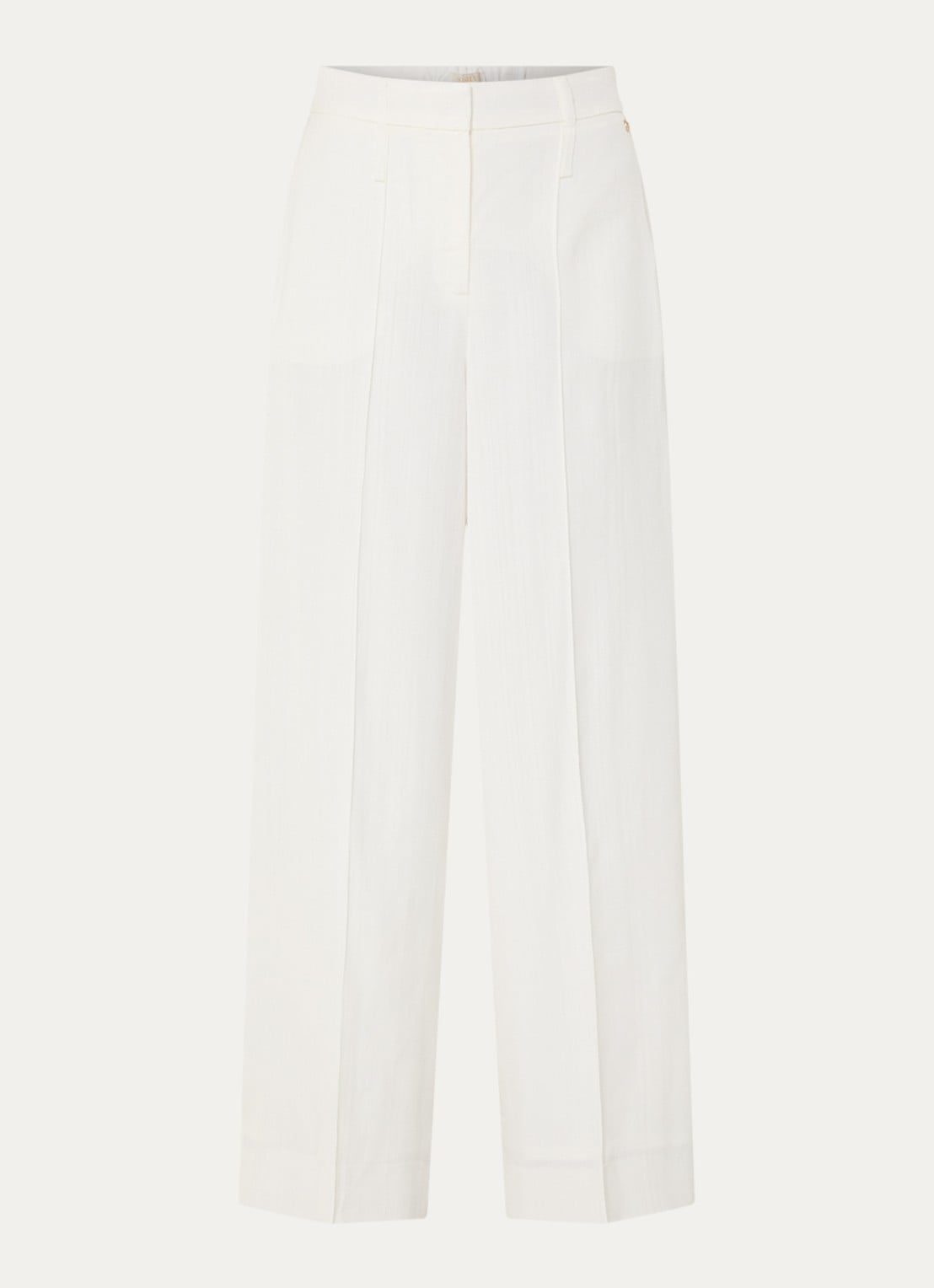 JOSH V Rhys high waist wide fit pantalon met steekzakken - voorkant 3 gebroken wit
