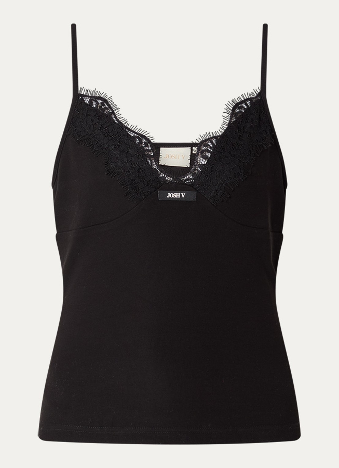 JOSH V River top met details van kant - voorkant zwart