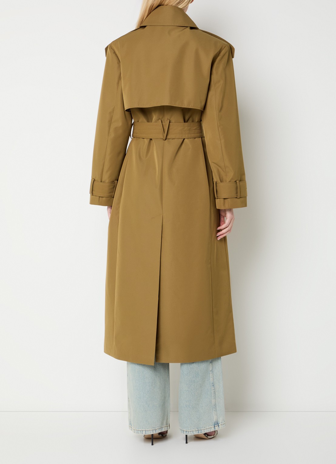 JOSH V Rocco double-breasted trenchcoat met steekzakken - achterkant 4 camel
