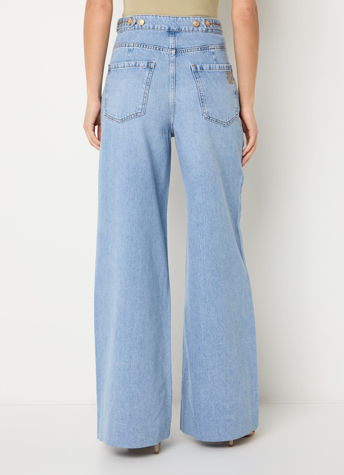 JOSH V Rumo high waist wide leg jeans met lichte wassing - achterkant indigo