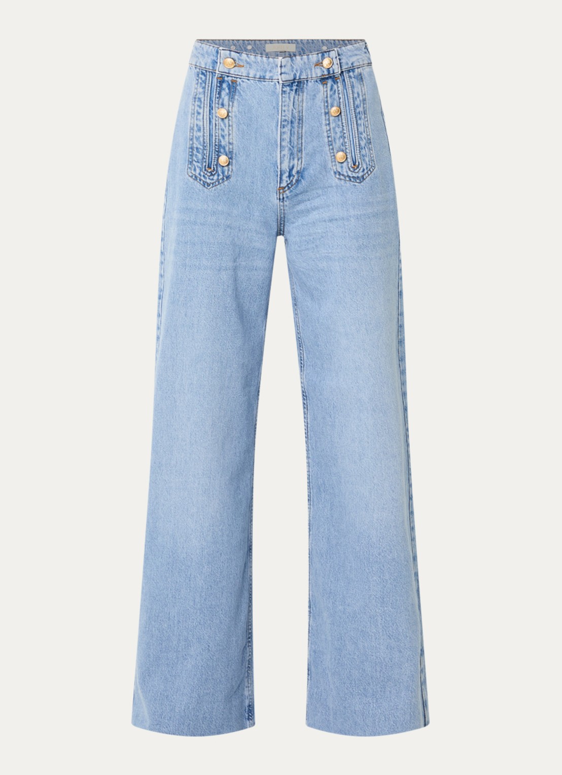 JOSH V Rumo high waist wide leg jeans met lichte wassing - voorkant 2 indigo