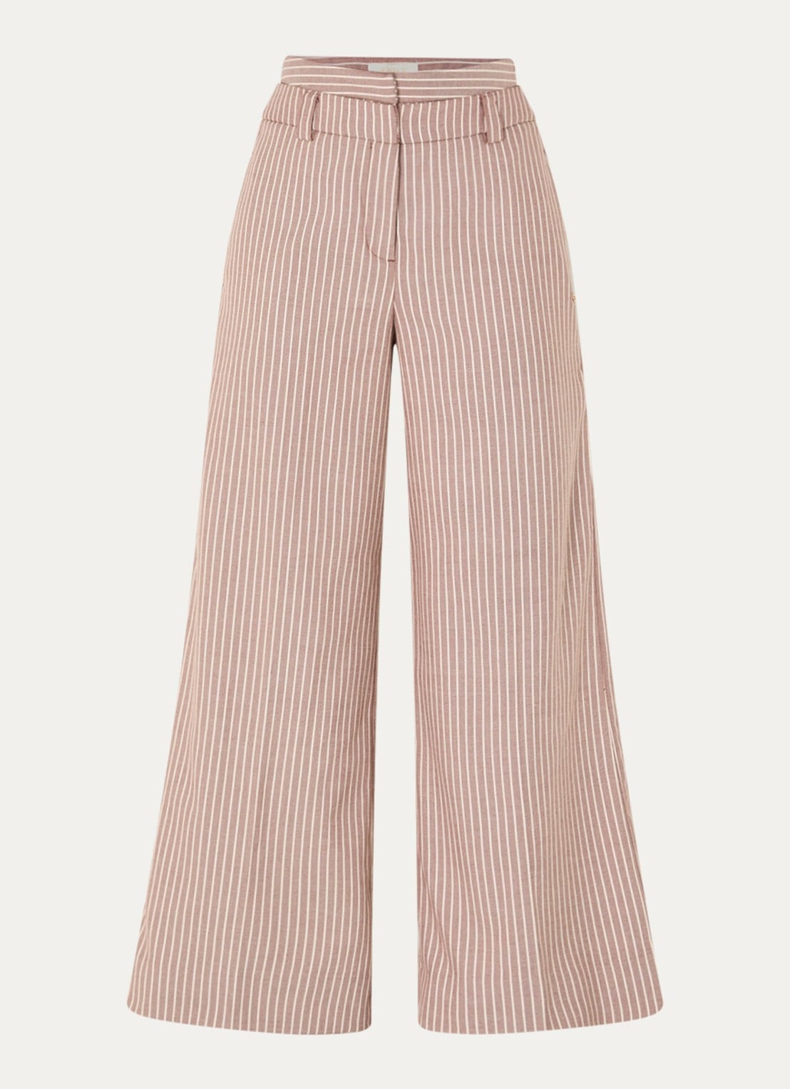 JOSH V Schout high waist wide fit pantalon met streepprint - voorkant 3 bordeauxrood