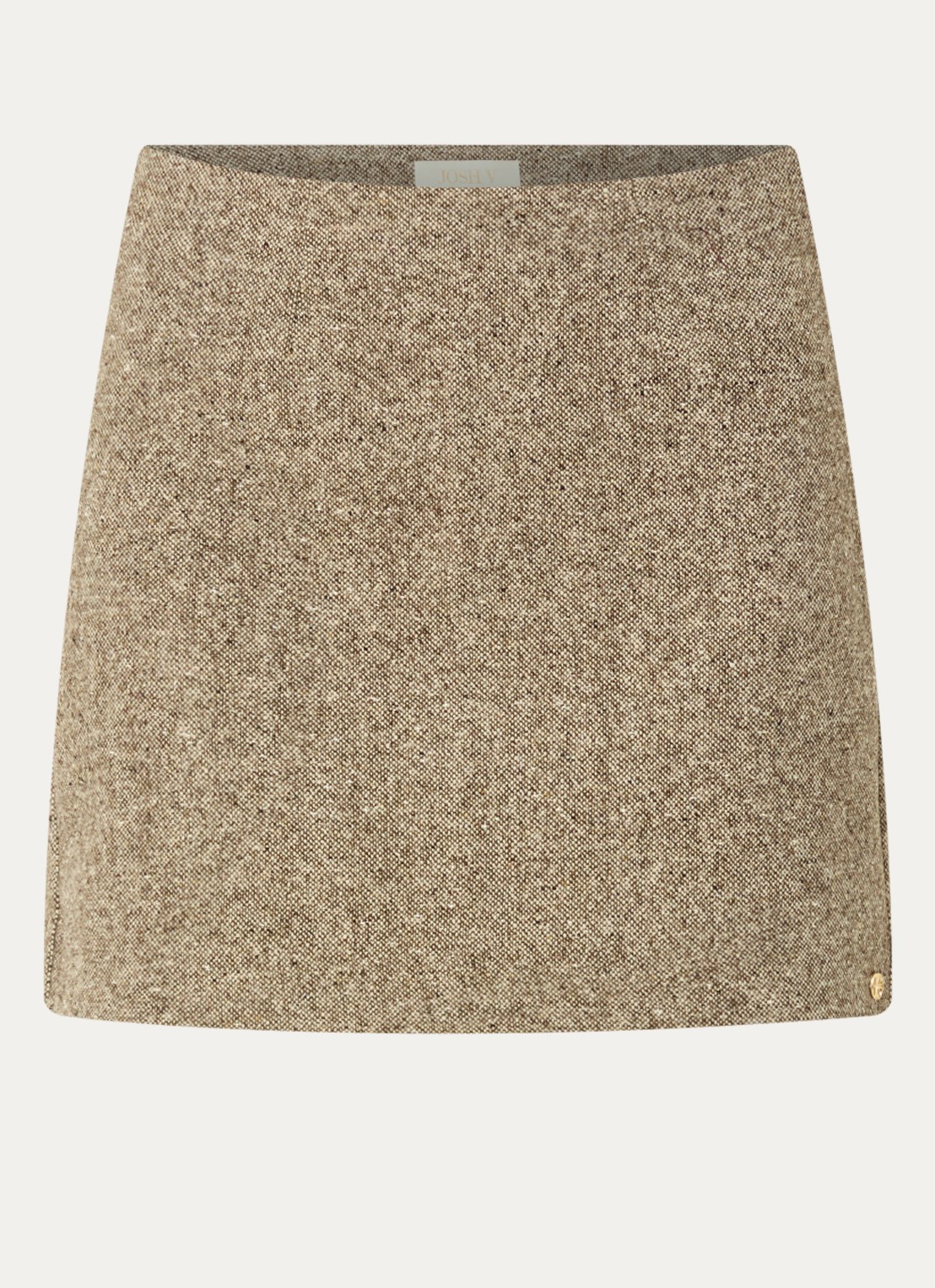 JOSH V Selby mini kokerrok in wolblend - voorkant beige
