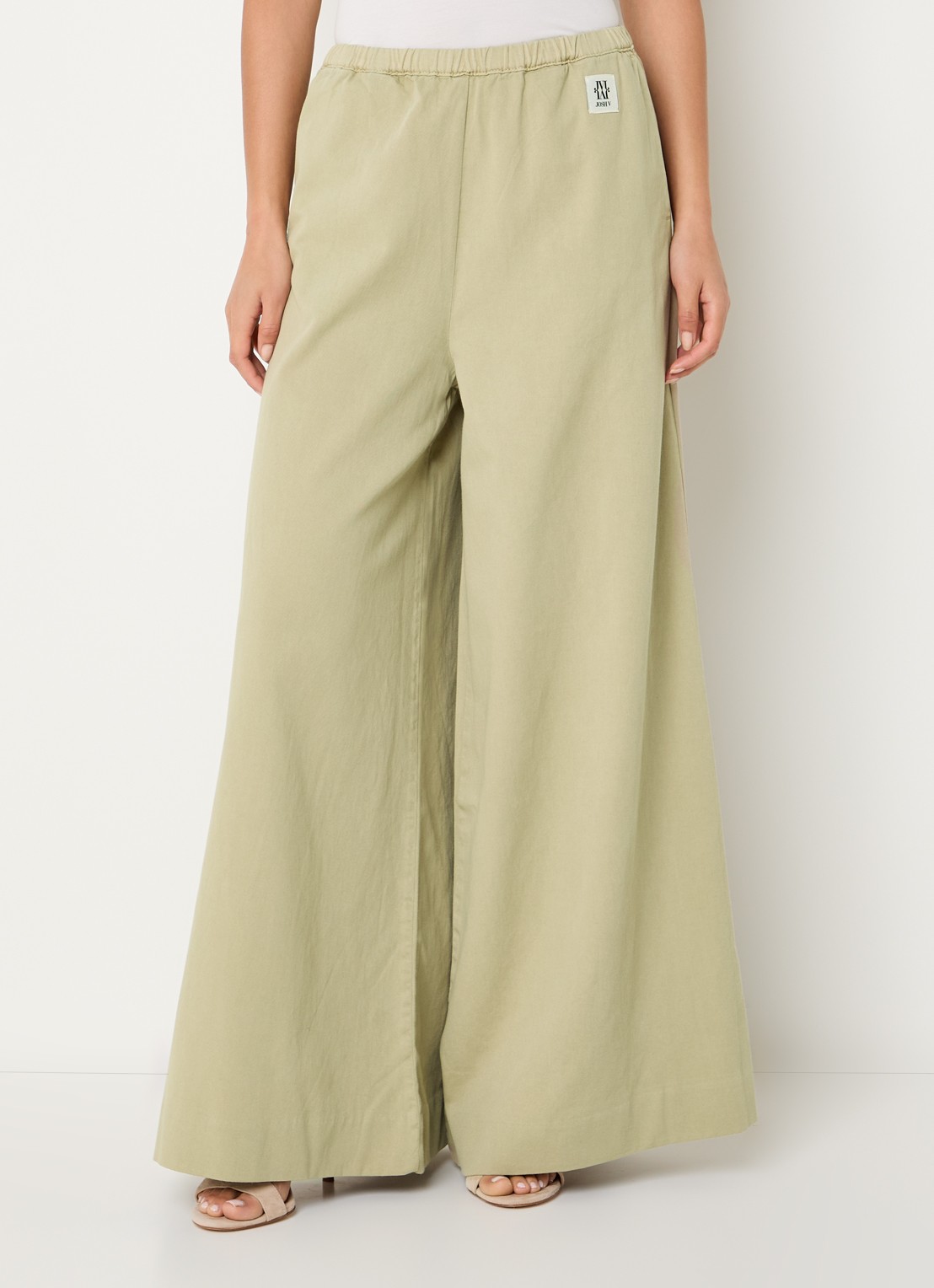 JOSH V Sera high waist wide fit broek met steekzakken - detail 2 lichtgroen