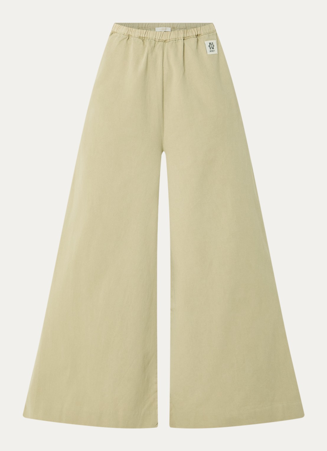 JOSH V Sera high waist wide fit broek met steekzakken - voorkant 3 lichtgroen