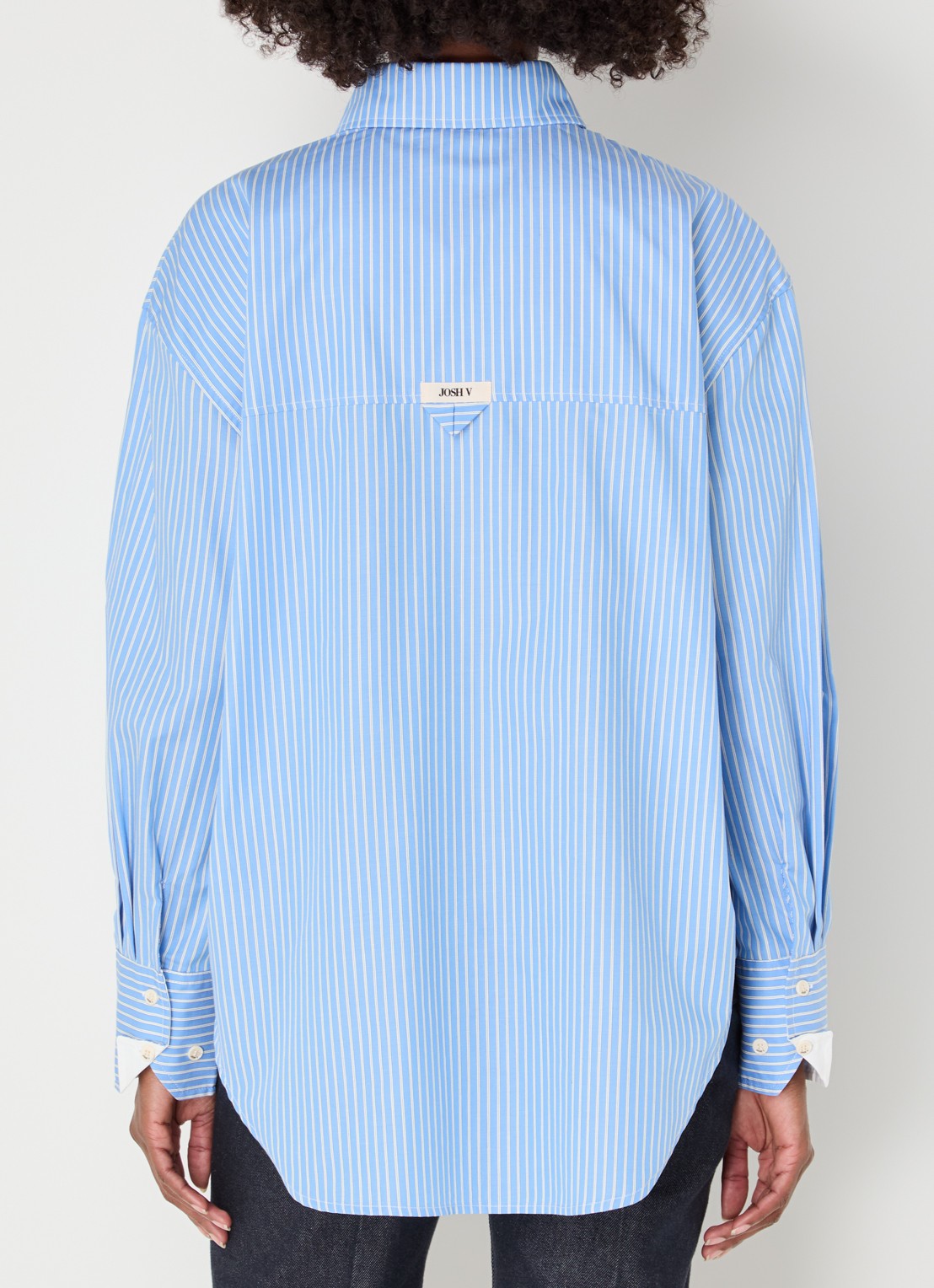 JOSH V Sissie blouse met streepprint - achterkant 4 blauw