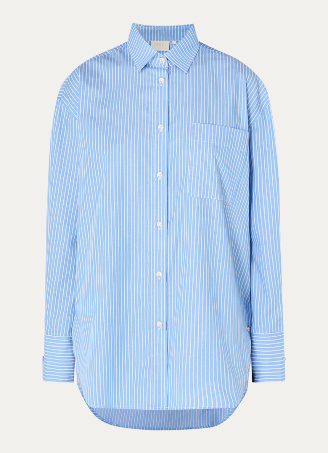 JOSH V Sissie blouse met streepprint - voorkant 2 blauw