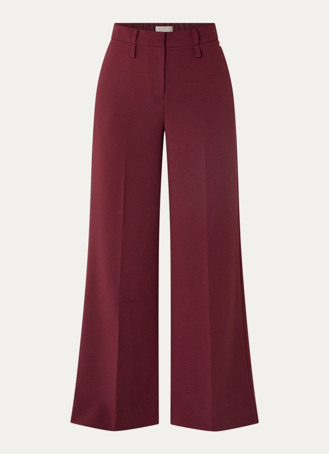 JOSH V Sky high waist wide fit pantalon met persplooi - voorkant bordeauxrood