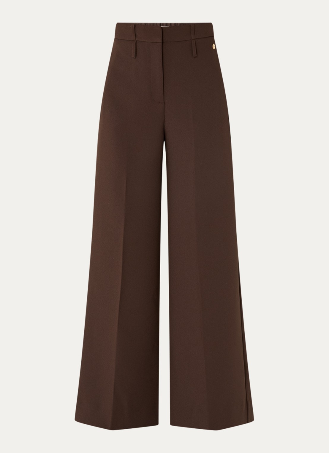 JOSH V Sky high waist wide fit pantalon met steekzakken - voorkant 2 donkerbruin