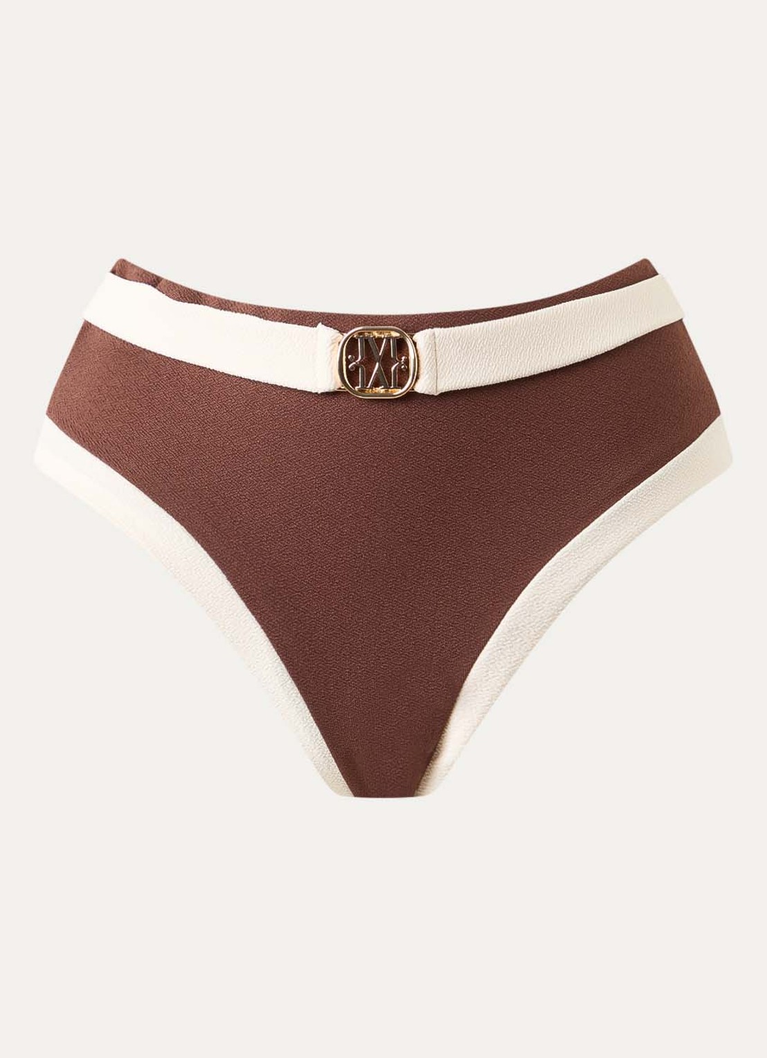 JOSH V Solange high waisted bikinislip met logo - voorkant bruin