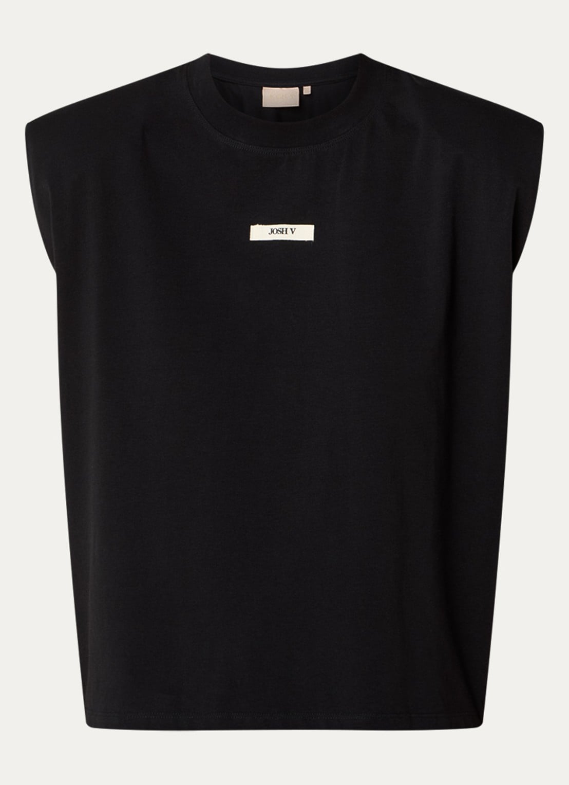 JOSH V Sue T-shirt met schoudervulling en logo - voorkant 3 zwart