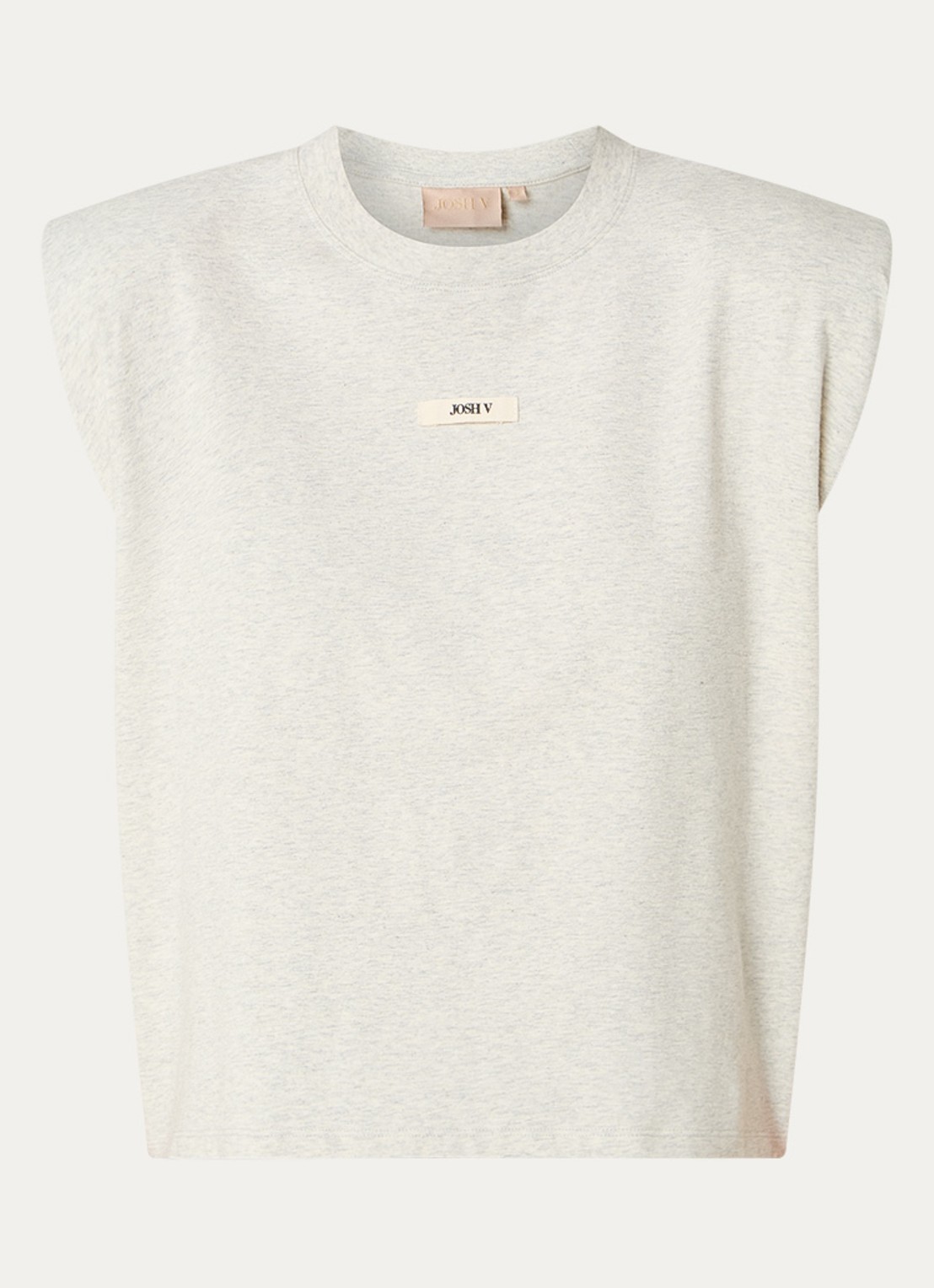 JOSH V Sue T-shirt met schoudervulling en logo - voorkant 2 grijs