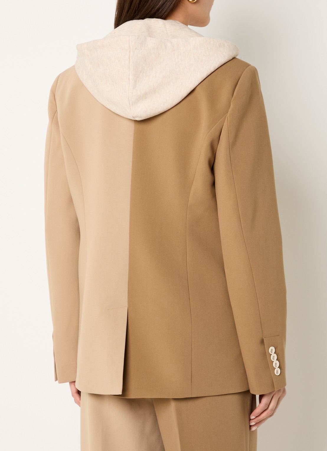 JOSH V Suus Hoodie blazer met uitneembare voering en schoudervulling - achterkant camel