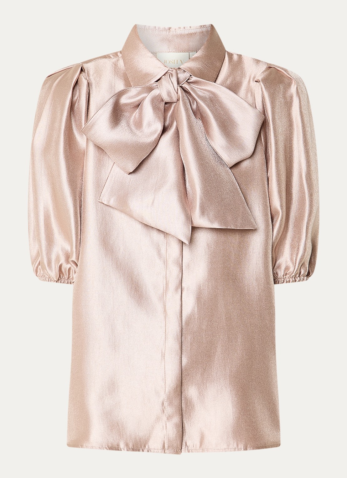 JOSH V Sylviana Blouse van satijn met afneembare sjaalkraag - voorkant 3 lichtroze