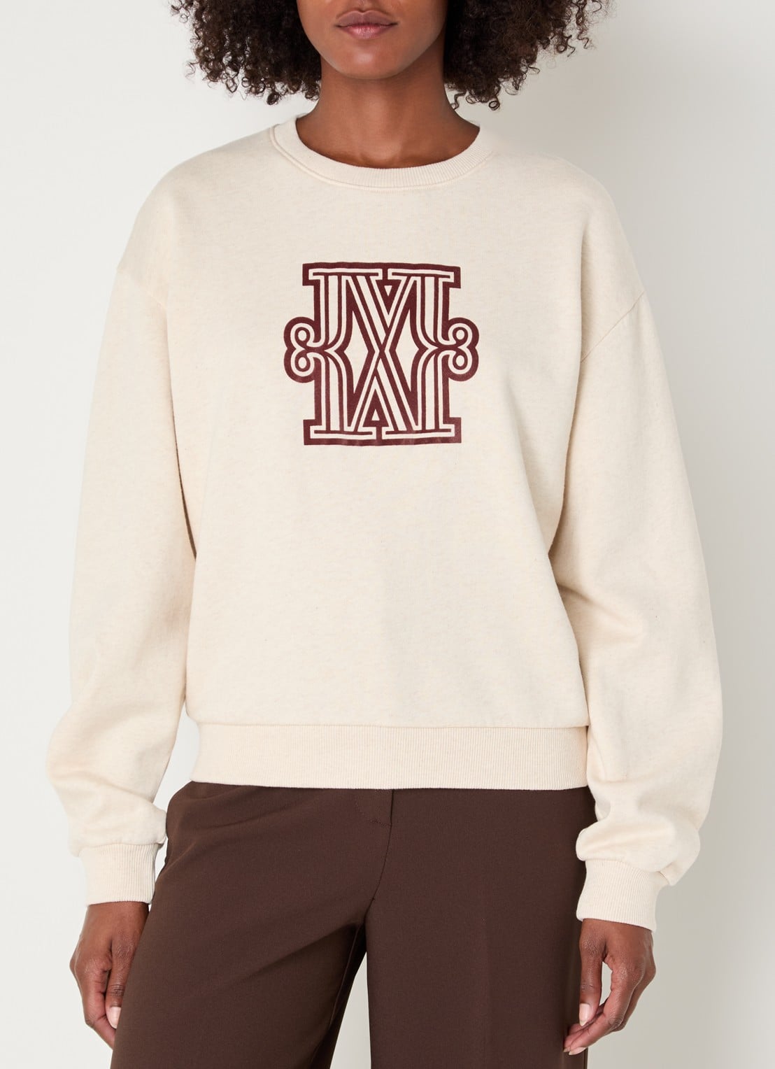 JOSH V Takumi sweater met logo - detail ivoor
