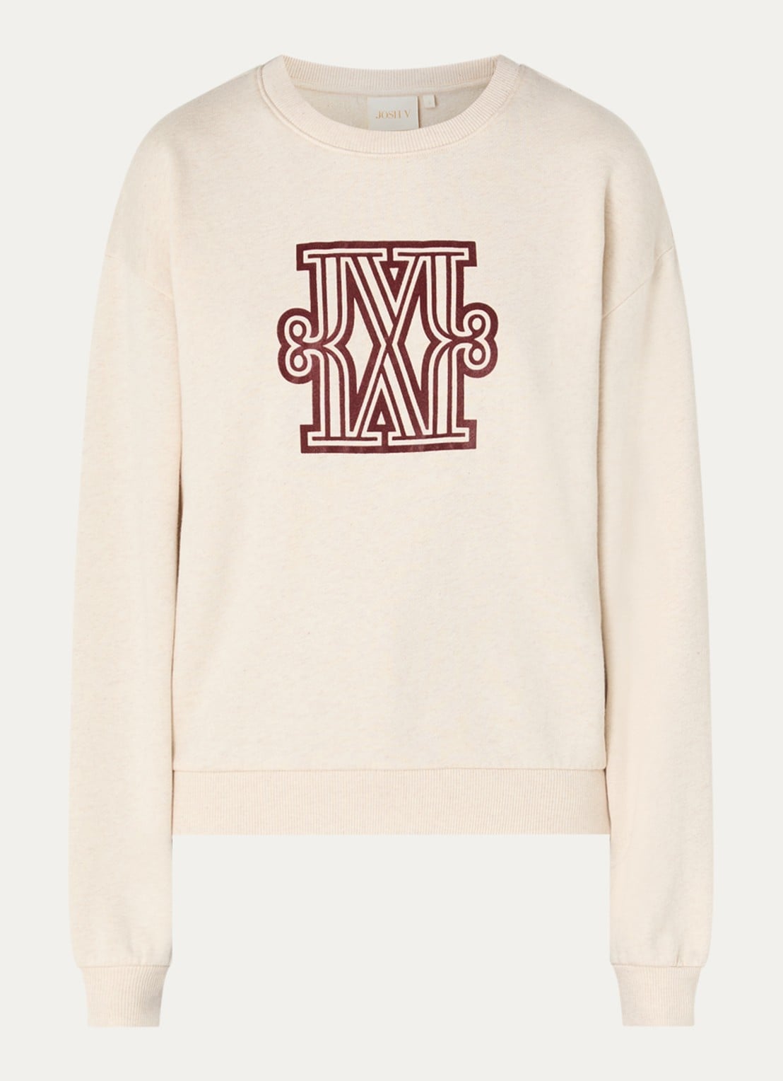 JOSH V Takumi sweater met logo - voorkant 2 ivoor
