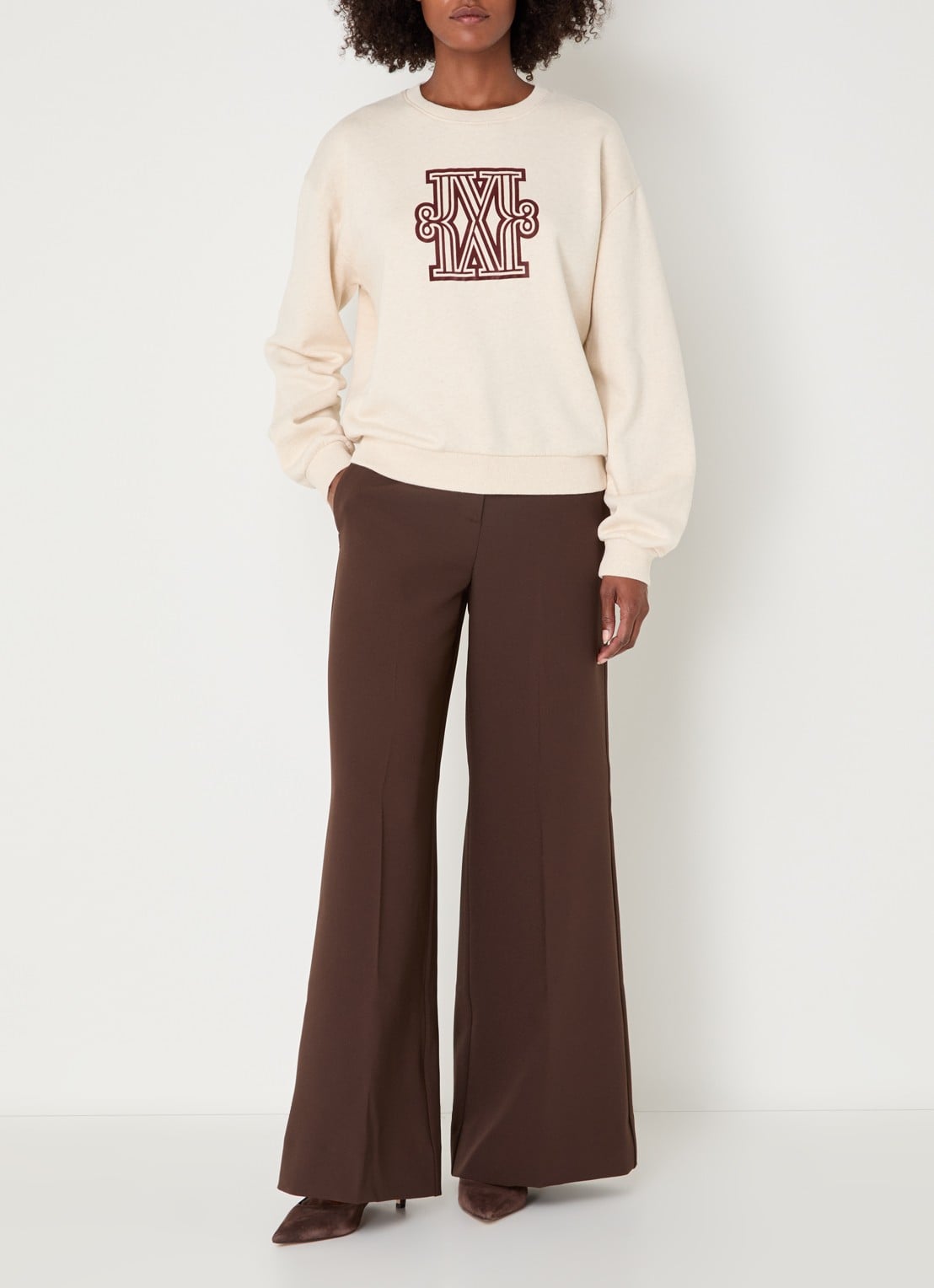 JOSH V Takumi sweater met logo - voorkant 3 ivoor