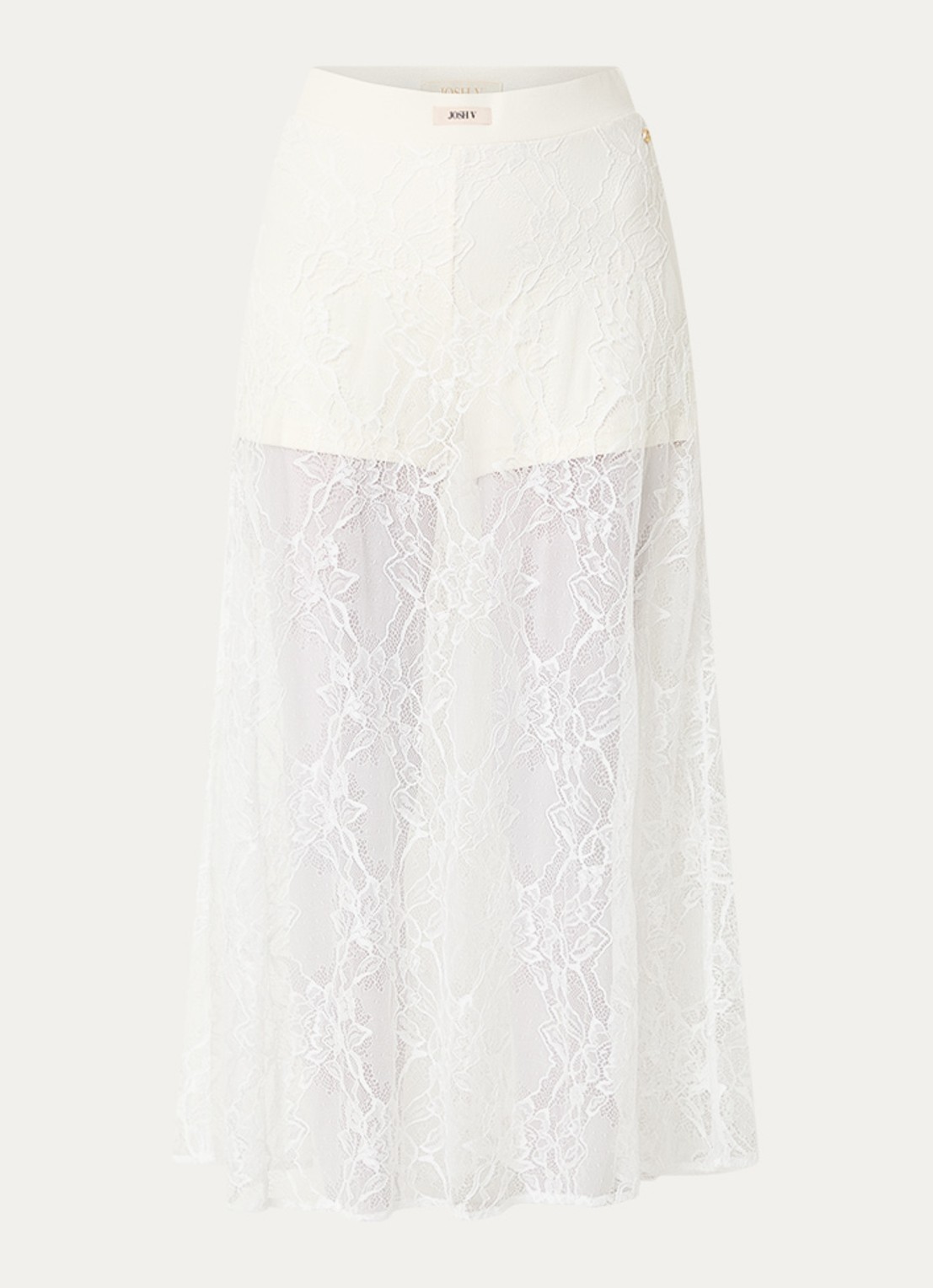 JOSH V Trixie midi rok met broderie - voorkant 3 beige