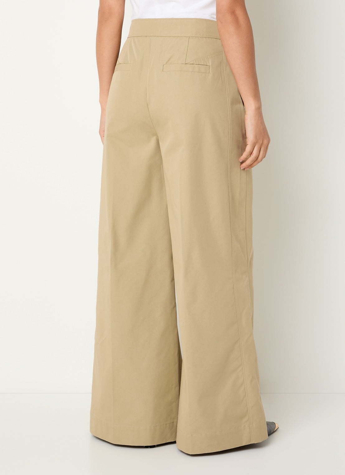 JOSH V Ven high waist wide fit chino van canvas - achterkant 2 beige