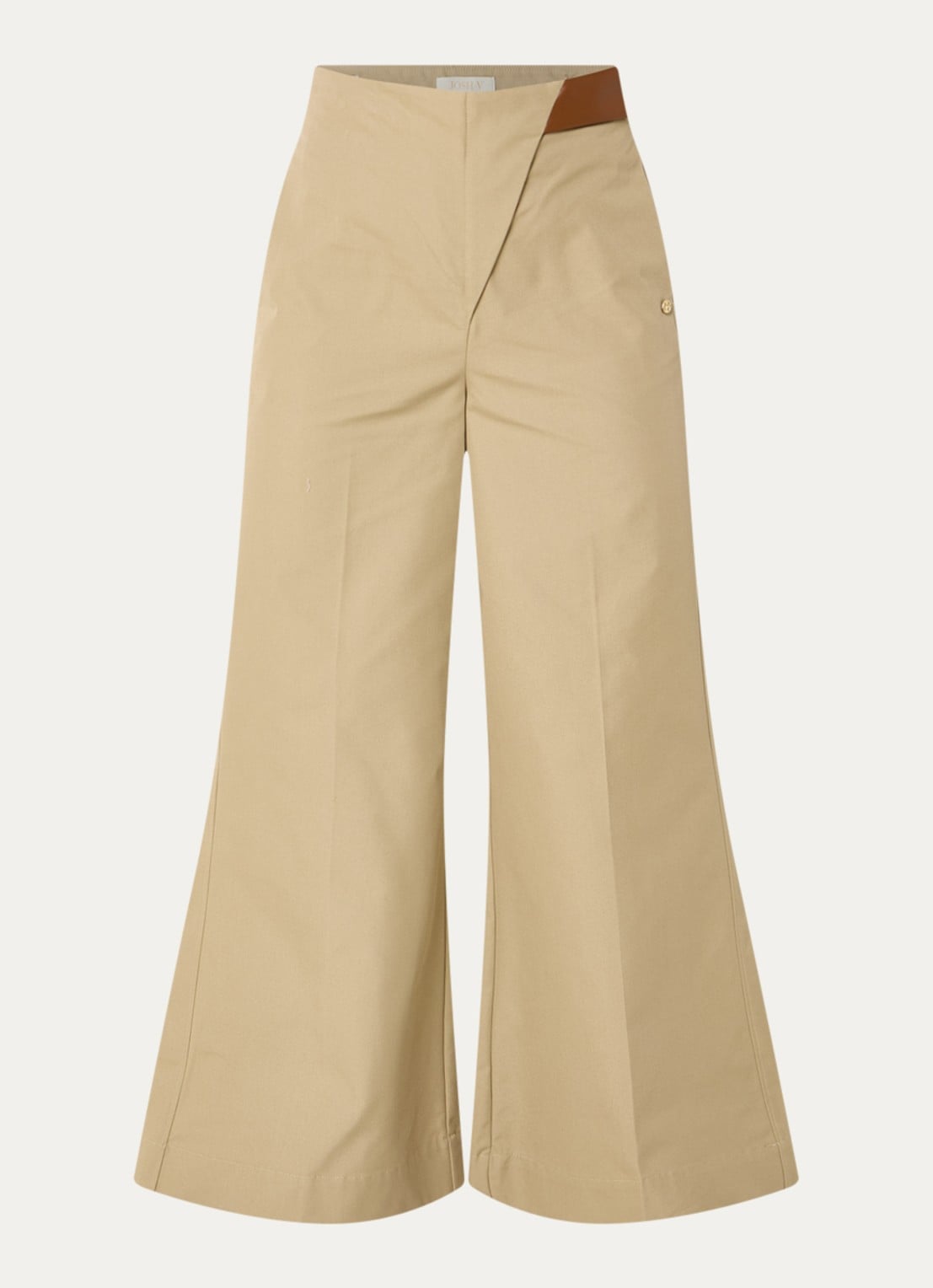 JOSH V Ven high waist wide fit chino van canvas - voorkant 3 beige