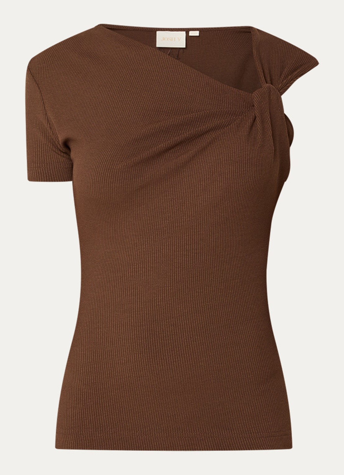 JOSH V Vina top met geknoopt detail - voorkant 3 bruin