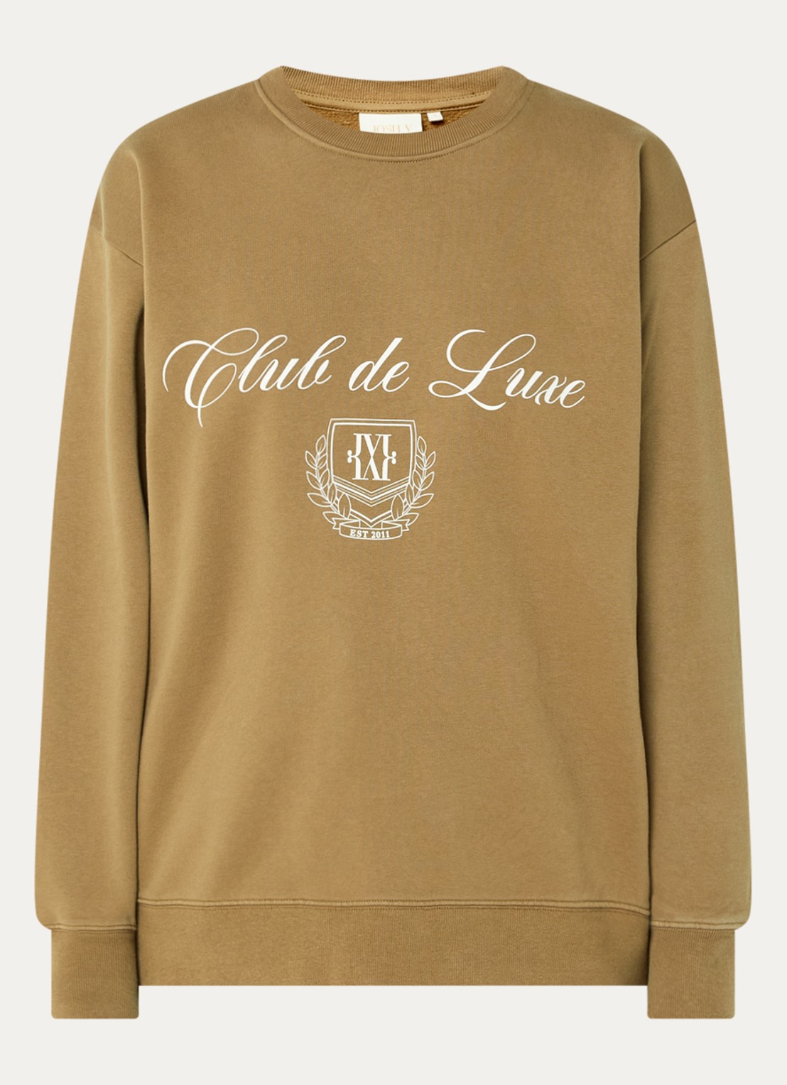 JOSH V Woodson sweater met print - voorkant zand