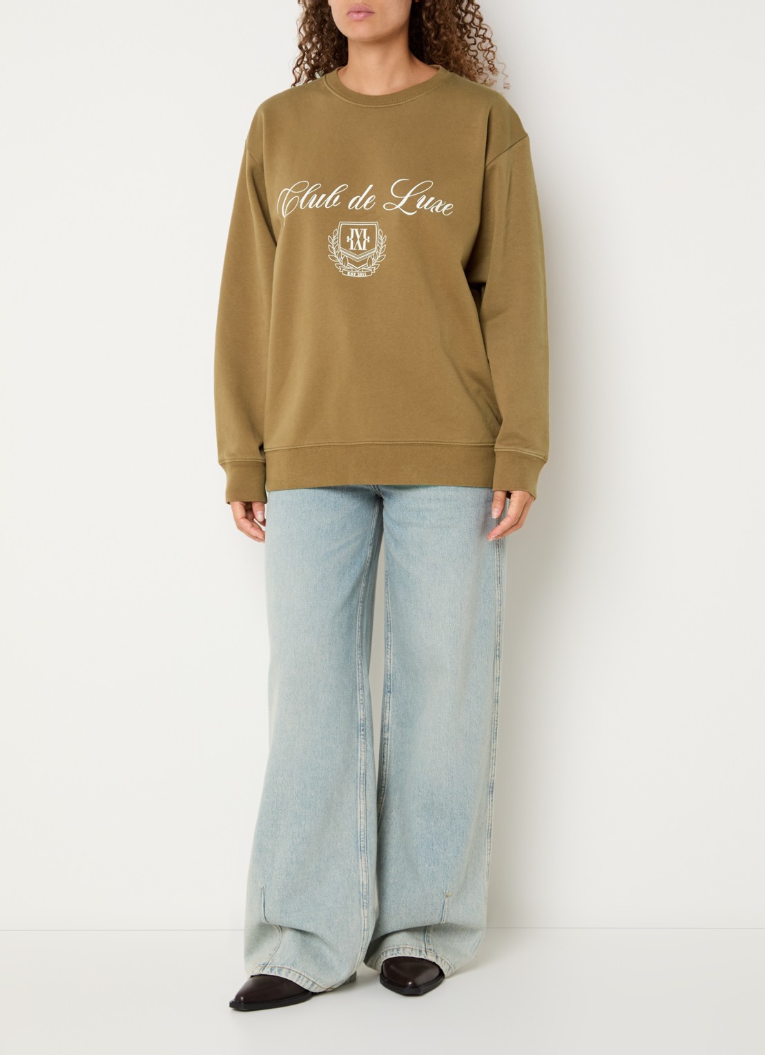 JOSH V Woodson sweater met print - voorkant 2 zand