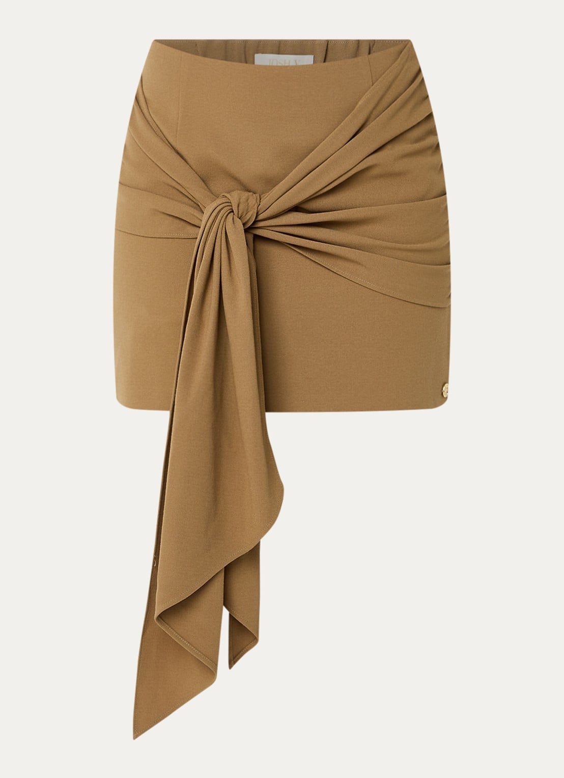 JOSH V Zayden mini rok met geknoopt detail - voorkant 3 camel