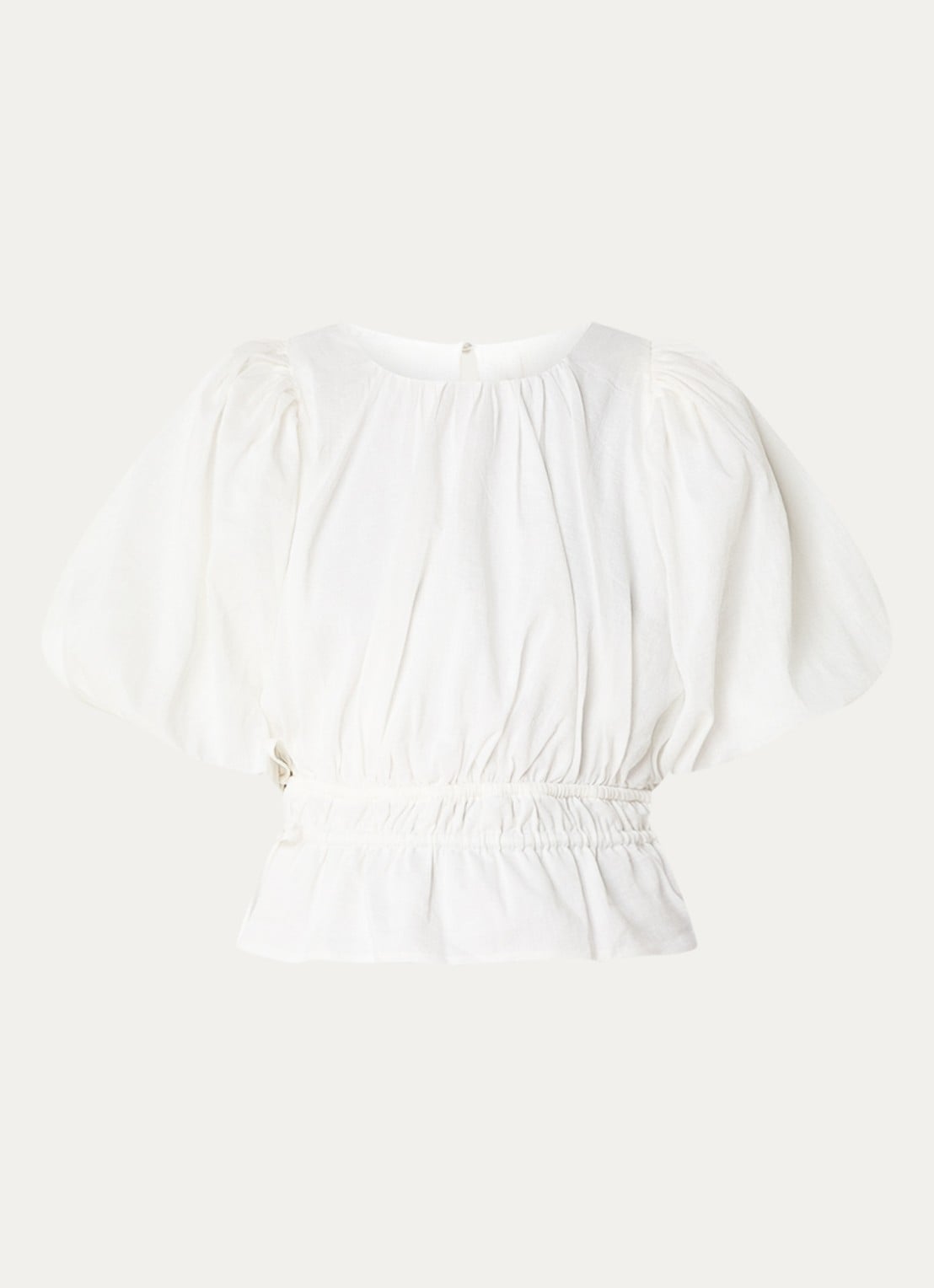JOSH V Zayla top in linnenblend met ballonmouw - voorkant 3 wit