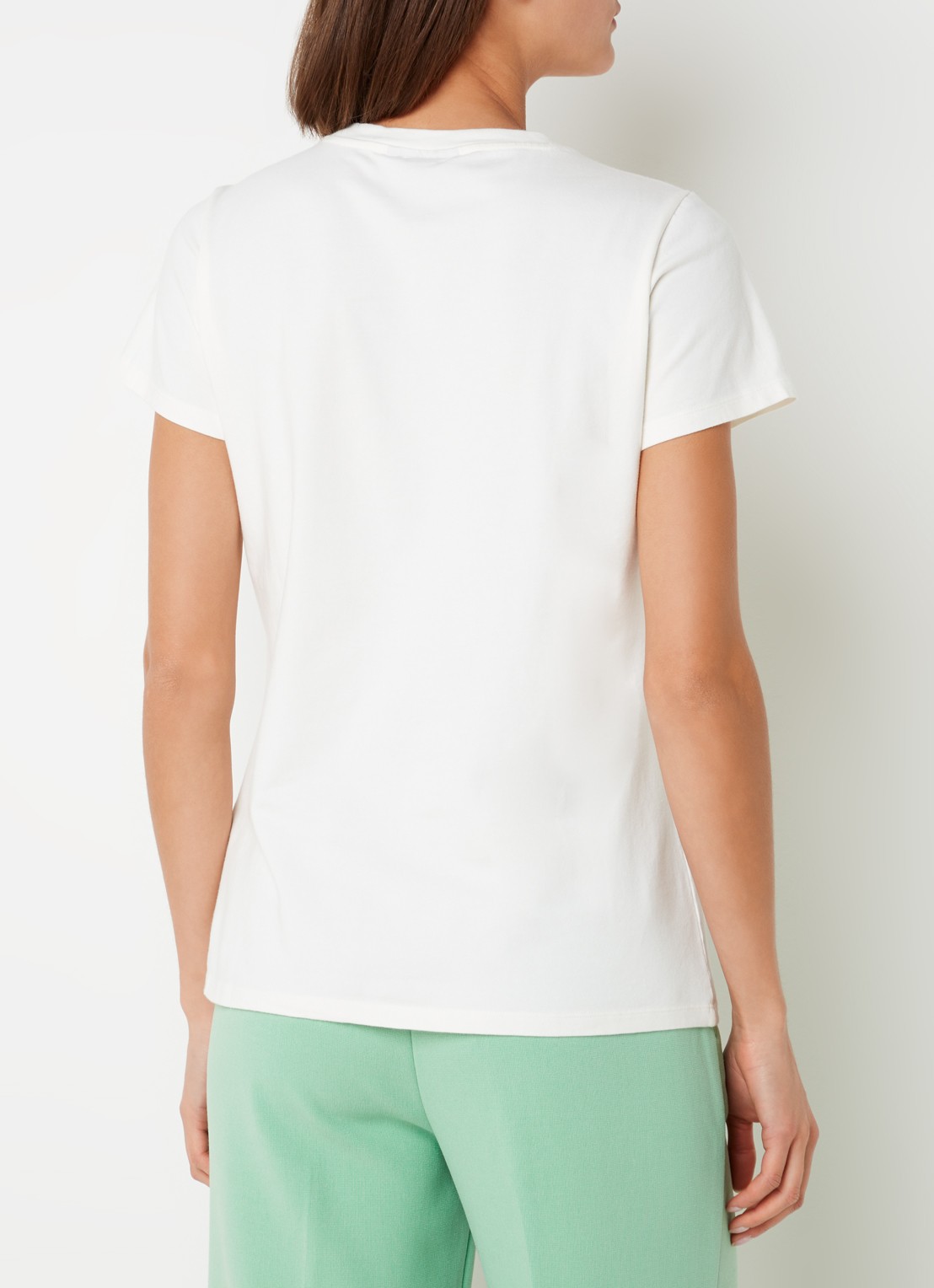 JOSH V Zoe T-shirt met logoborduring - achterkant gebroken wit