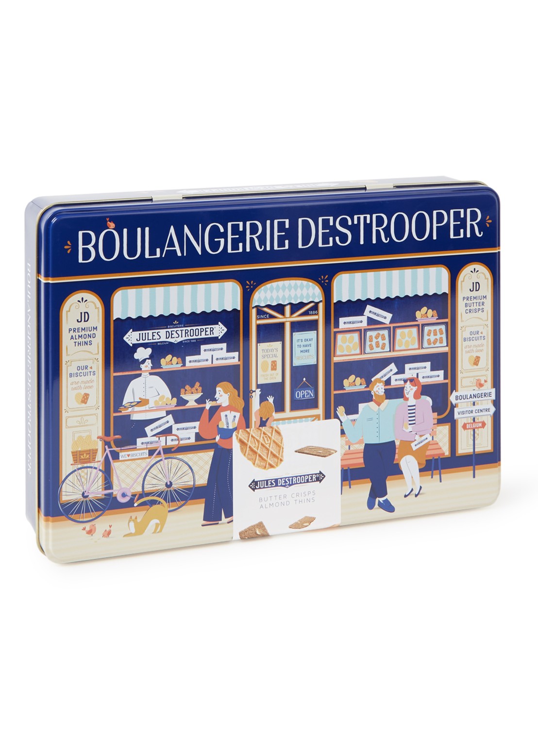 Jules Destrooper Boulangerie Destrooper koekjes in blik 350 gram - voorkant donkerblauw