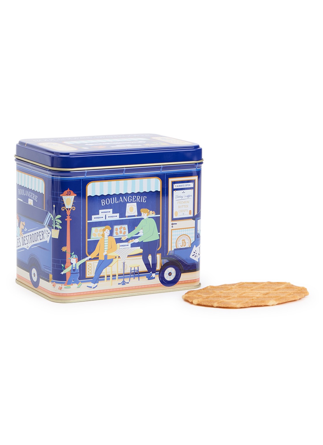 Jules Destrooper Koekjes in blik 233 gram - voorkant blauw