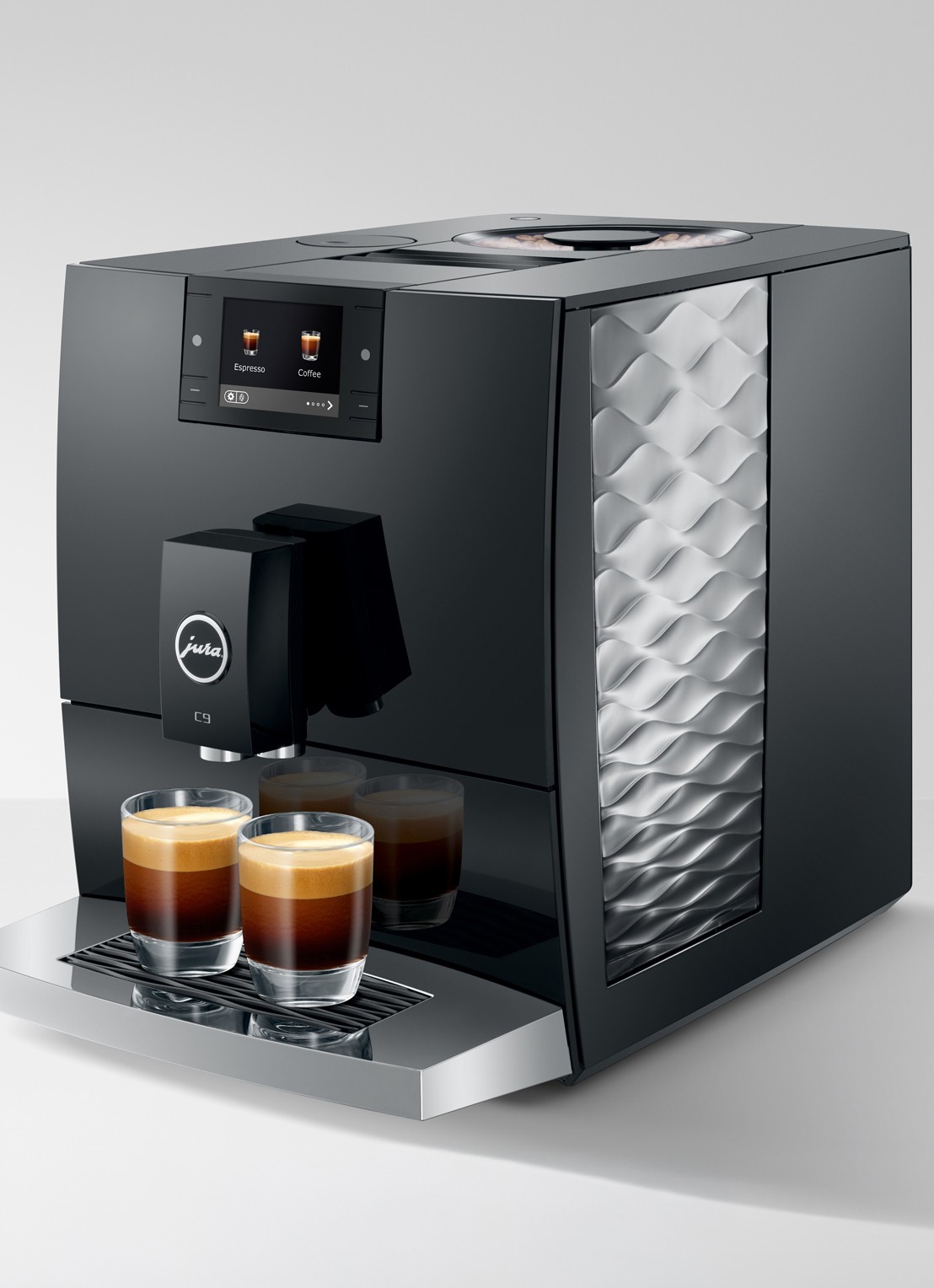 JURA C9 Piano Black (EA) volautomatische koffiemachine - voorkant 3 zwart