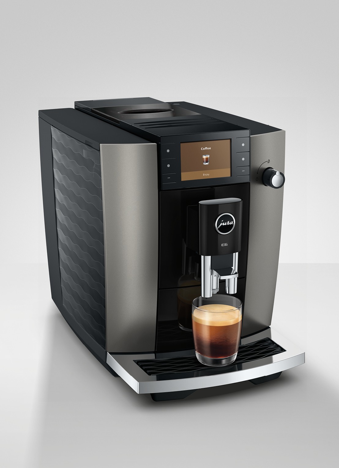 JURA E6 Dark Inox (ED) volautomatische koffiemachine - detail 4 antraciet