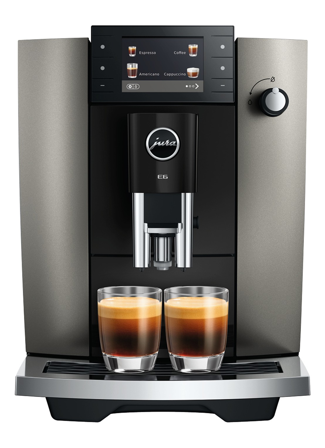 JURA E6 Dark Inox (ED) volautomatische koffiemachine - voorkant 6 antraciet