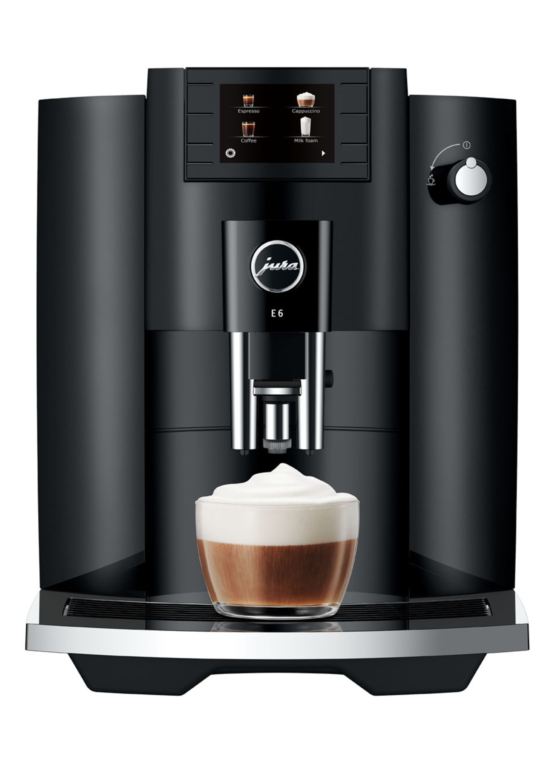 JURA E6 Piano Black EC volautomatische espressomachine - voorkant zwart