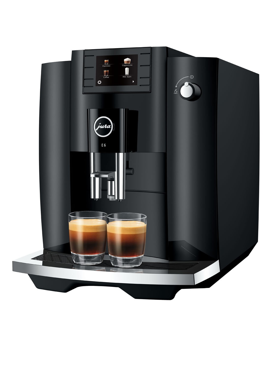 JURA E6 Piano Black EC volautomatische espressomachine - voorkant 2 zwart