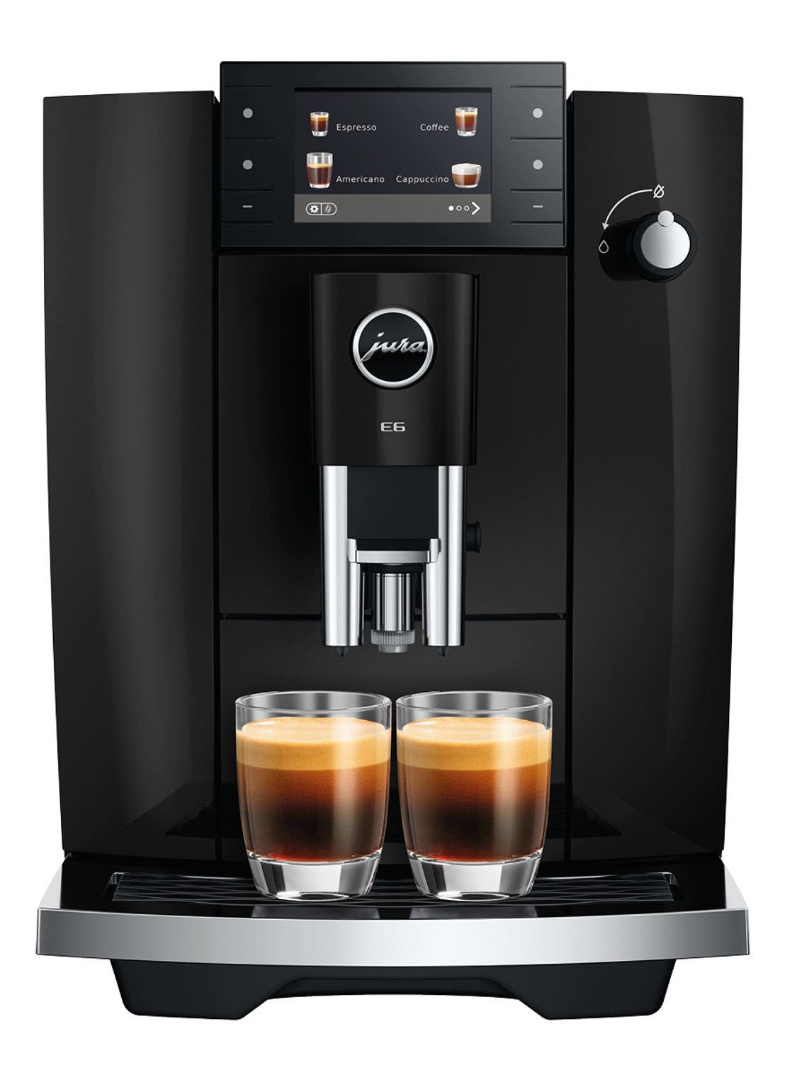 JURA E6 Piano Black (ED) volautomatische koffiemachine - voorkant 6 zwart