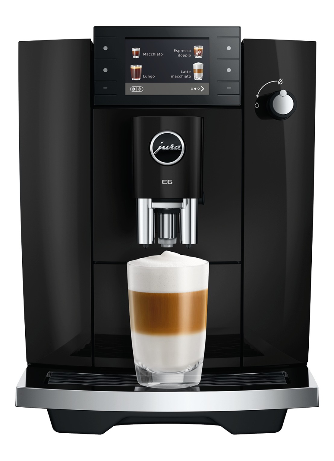 JURA E6 Piano Black (ED) volautomatische koffiemachine - voorkant 7 zwart