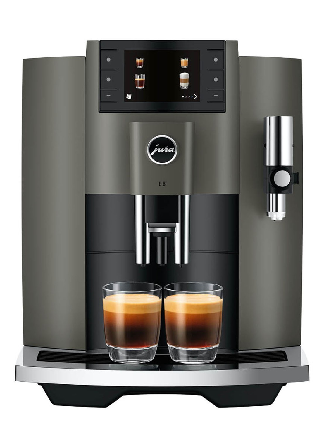 JURA E8 Dark Inox (EC) koffiemachine - voorkant zwart