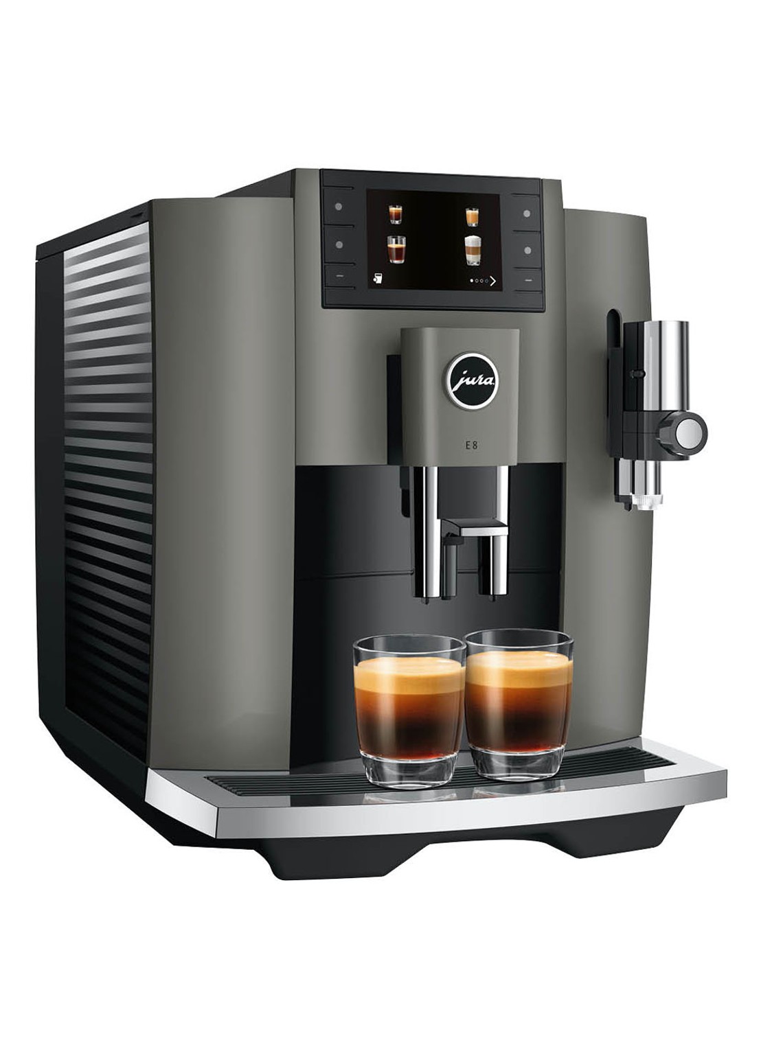 JURA E8 Dark Inox (EC) koffiemachine - voorkant 2 zwart