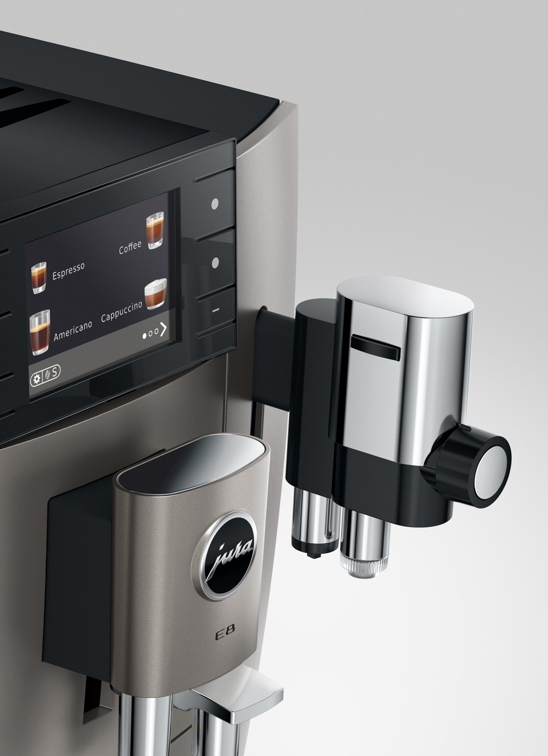 JURA E8 Midnight Silver (ED) volautomatische koffiemachine - detail 3 zilver