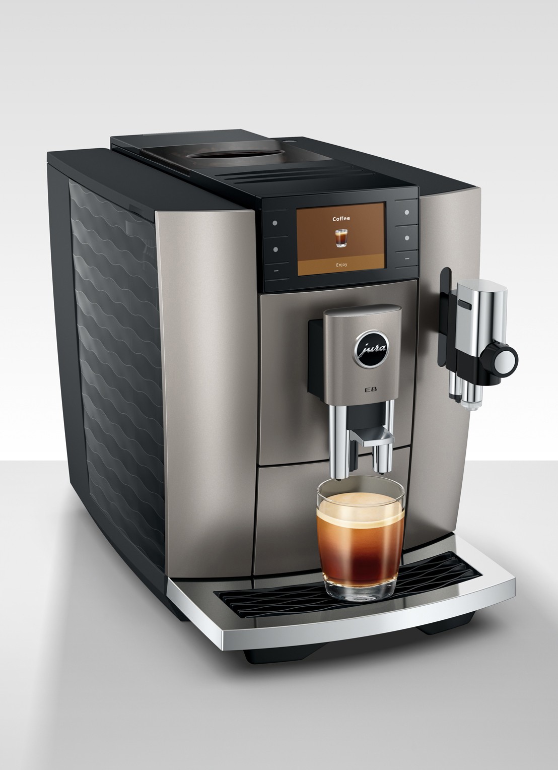 JURA E8 Midnight Silver (ED) volautomatische koffiemachine - voorkant 2 zilver